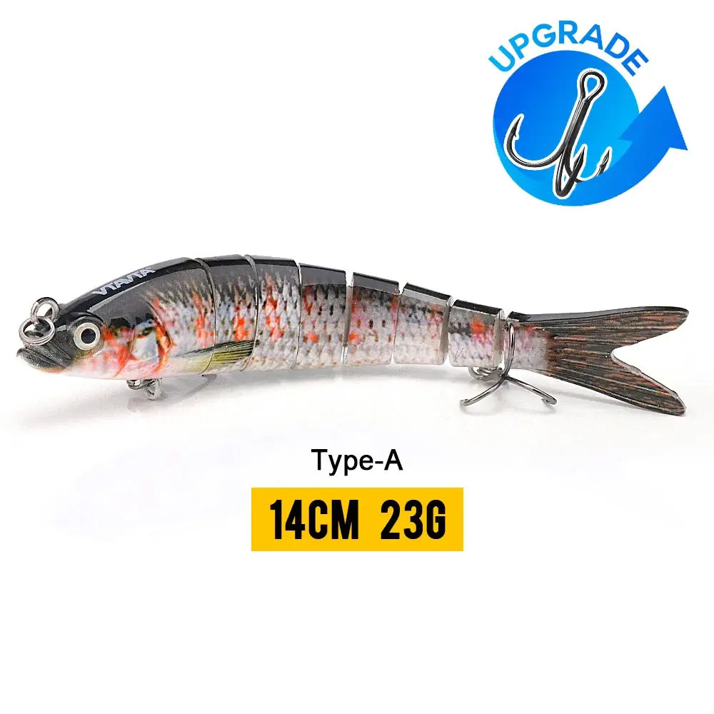 VTAVTA 14cm sinking wobblers fishing lure with 8-segment design for lifelike action in water.
