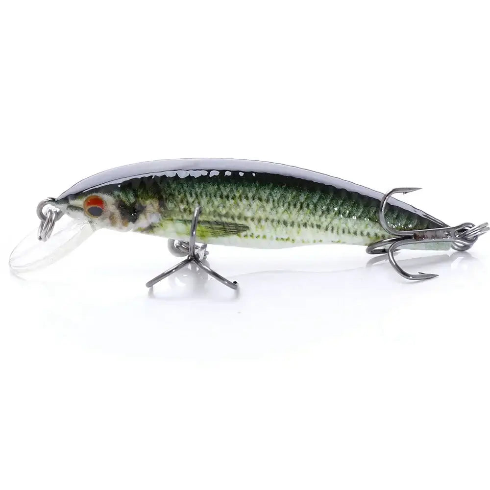 VTAVTA mini minnow wobbler fishing lure, floating crankbait with high carbon steel hooks, 50mm design.