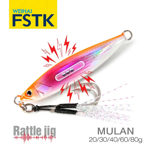 2024 FSTK Rattle Jig Sea Fishing Lures 20g30g40g60g80g Long Casting Lure Spinning Artificial Bait with Hook Spoon Fishing Tackle.