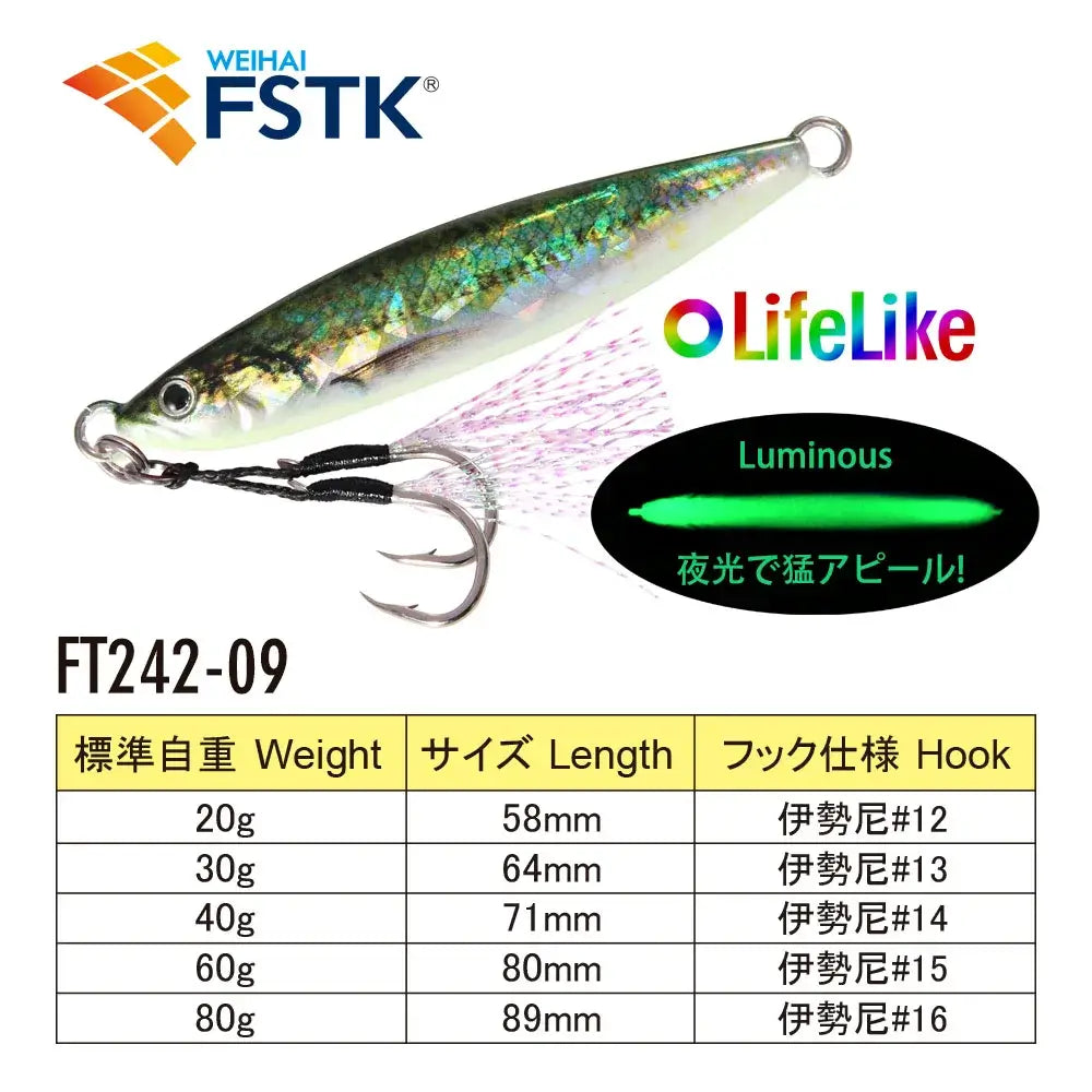 2024 FSTK Rattle Jig Sea Fishing Lures 20g30g40g60g80g Long Casting Lure Spinning Artificial Bait with Hook Spoon Fishing Tackle.