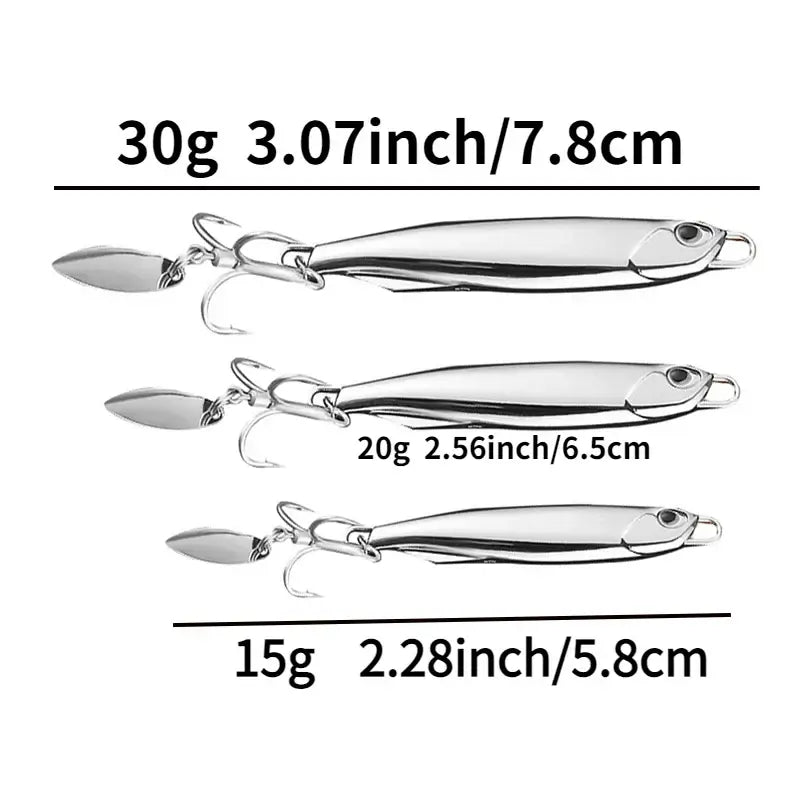 5Pcs/Pack Electroplated Iron Plate Bait 15g 20g 30g Road Sub Bait Sea Fishing Fake Bait Rotating Sequin Mackerel Bait - Rods & Lures