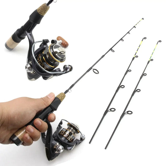 60cm Ice Fishing Rod With Reel Portable Light Folded Pole Carbon Fiber River Shrimp Fishing Pole Winter Fishing Tackle Set.