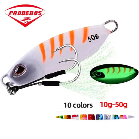 Big Jig Fishing Lure Weights 10-50g Fishing Jigs Saltwater Lures Metal Bass Jig Isca Artificial Fake Fish Glitter Holographic.