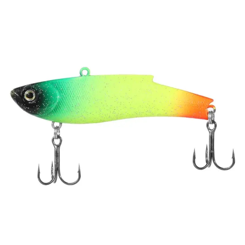 Fangbait VIB Vibration Fishing Lure in green and orange, perfect for attracting bass and other fish species.