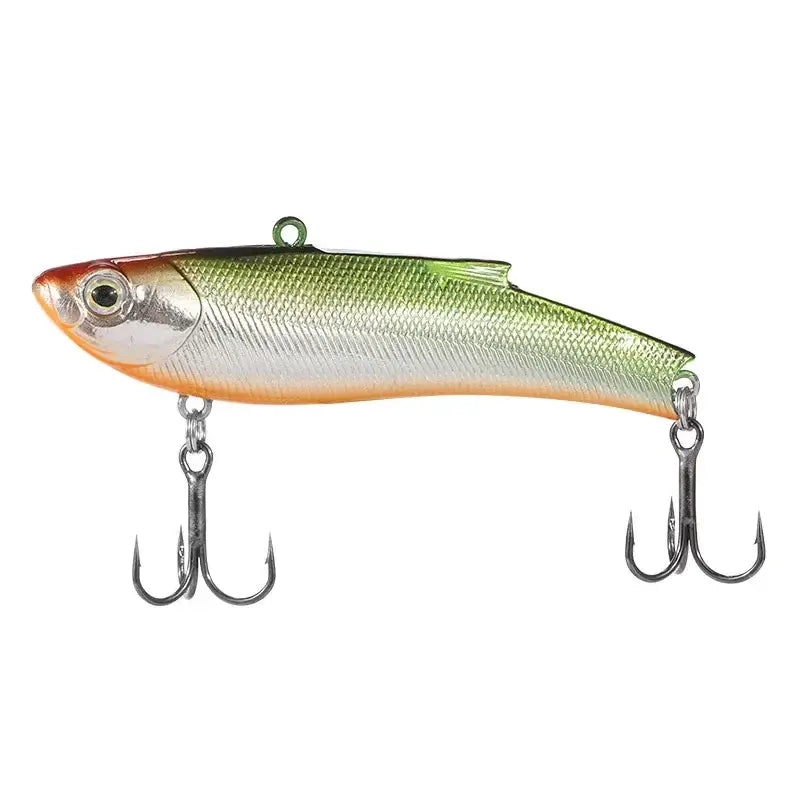 Fangbait VIB Vibration Fishing Lure showing realistic design and treble hooks for effective fishing.