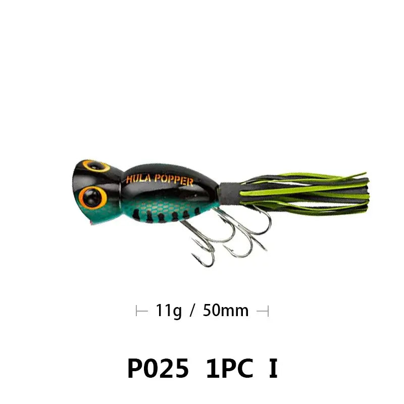 Fishing Lures Topwater Popper Bait, Artificial Wobblers, Plastic Fishing Tackle with Tail Hooks, Reservoir Pond, 5cm, 11g.