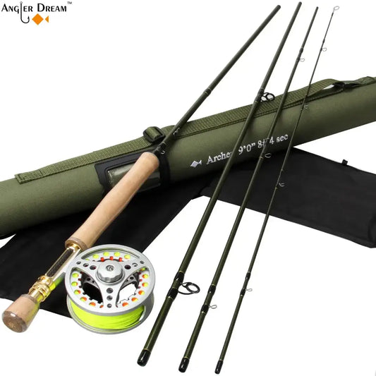 Fly Fishing Set 9FT 8WT Carbon Fiber Fly Fishing Rod with 7/8WT Aluminum Fly Fishing Reel with Line Backing Leader.