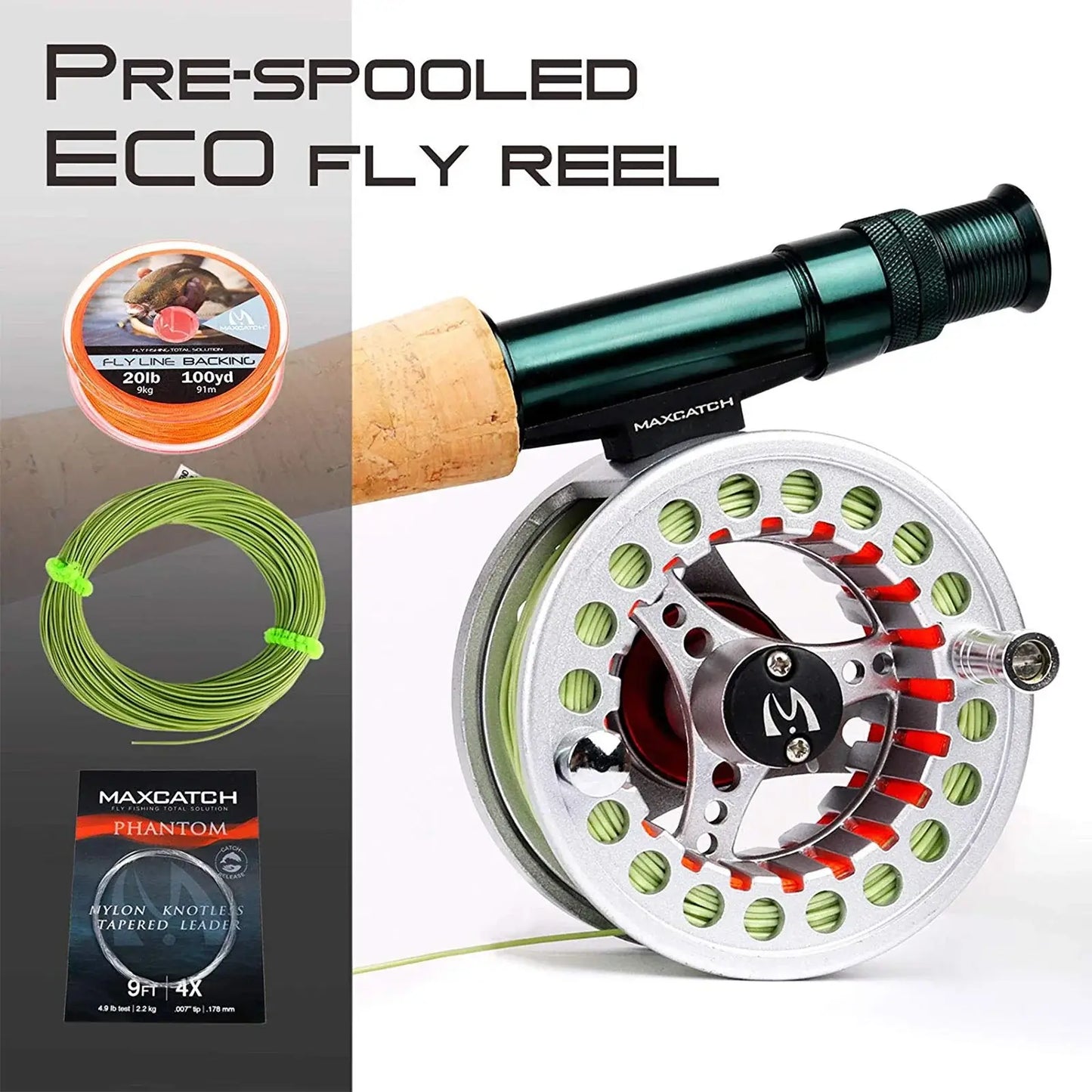 Pre-spooled ECO fly reel with fly line, showcasing engineering and design from Maximumcatch.