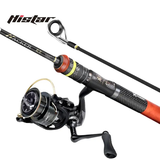 HISTAR Hacker carbon fiber fishing rod and reel combo with FUJI guides and high-quality spinning design.