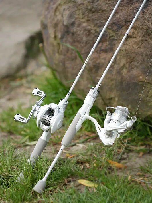 HUATTON-Carbon Fishing Rod, White Travel Spinning Rod, Casting, Ultralight Carp Pole, Lure River, 1.68M, 1.8m, 2.1m, 2.4m, UL.