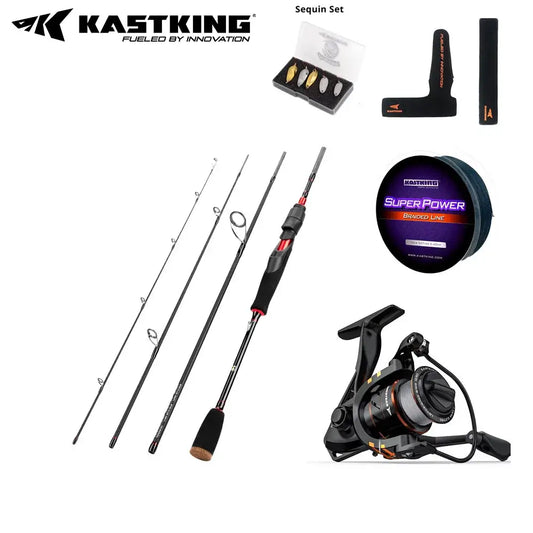 KastKing Spinning Reel and Rod Combo Set Brutus Portable Fishing Rod and Royale Legend III Spinning Reels with 137m Braided Line - Rods & Lures