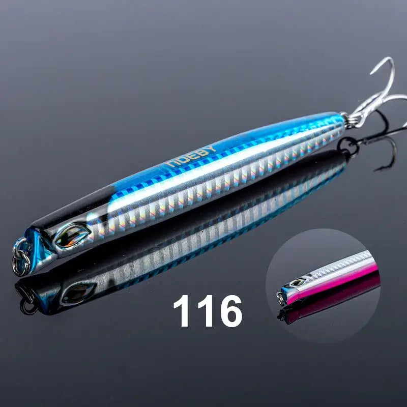 NOEBY Sinking Pencil 110mm 46g blue and silver jigging lure ideal for shore and slow jigging fishing.