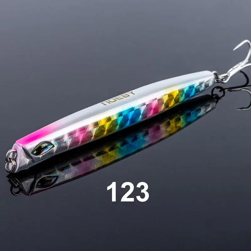 NOEBY Sinking Pencil 110mm fishing lure with vibrant colors for shore jigging and slow jigging, 46g hard bait.