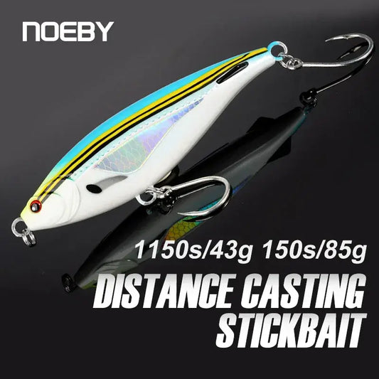 NOEBY Sinking Pencil Fishing Lure in sleek design, perfect for sea bass and tuna, highlighting distance casting features.