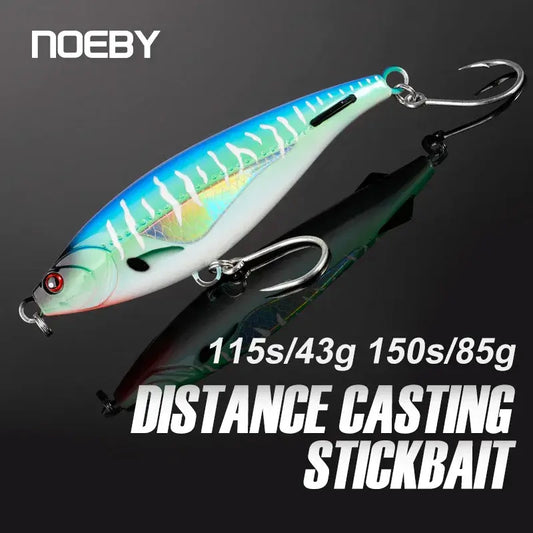 NOEBY Stickbait Sinking Pencil Fishing Lure, 115mm/43g and 150mm/85g, ideal for sea bass and tuna fishing.