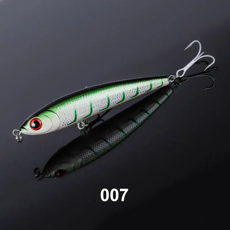 Noeby Sinking Pencil Fishing Lure 14cm green stick bait for tuna fishing, offering realistic wobbling action.