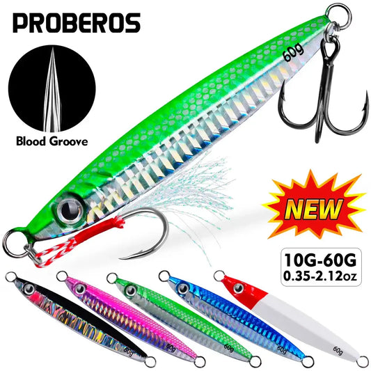 PROBEROS 1pc Metal Jig 10g 15g 20g 30g 40g 60g Durable Bionic Hard Bait with Realistic Design - Perfect Sea Fishing Accessory.