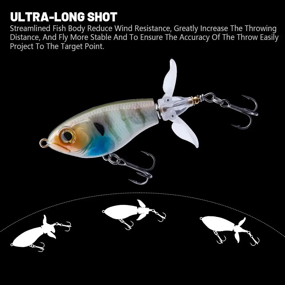 TREHOOK 9g/8g/14g/17g/24g Topwater Whopper Popper Fishing Lures Rotating Double Propeller Tail Artificial Bait Floating Wobblers.