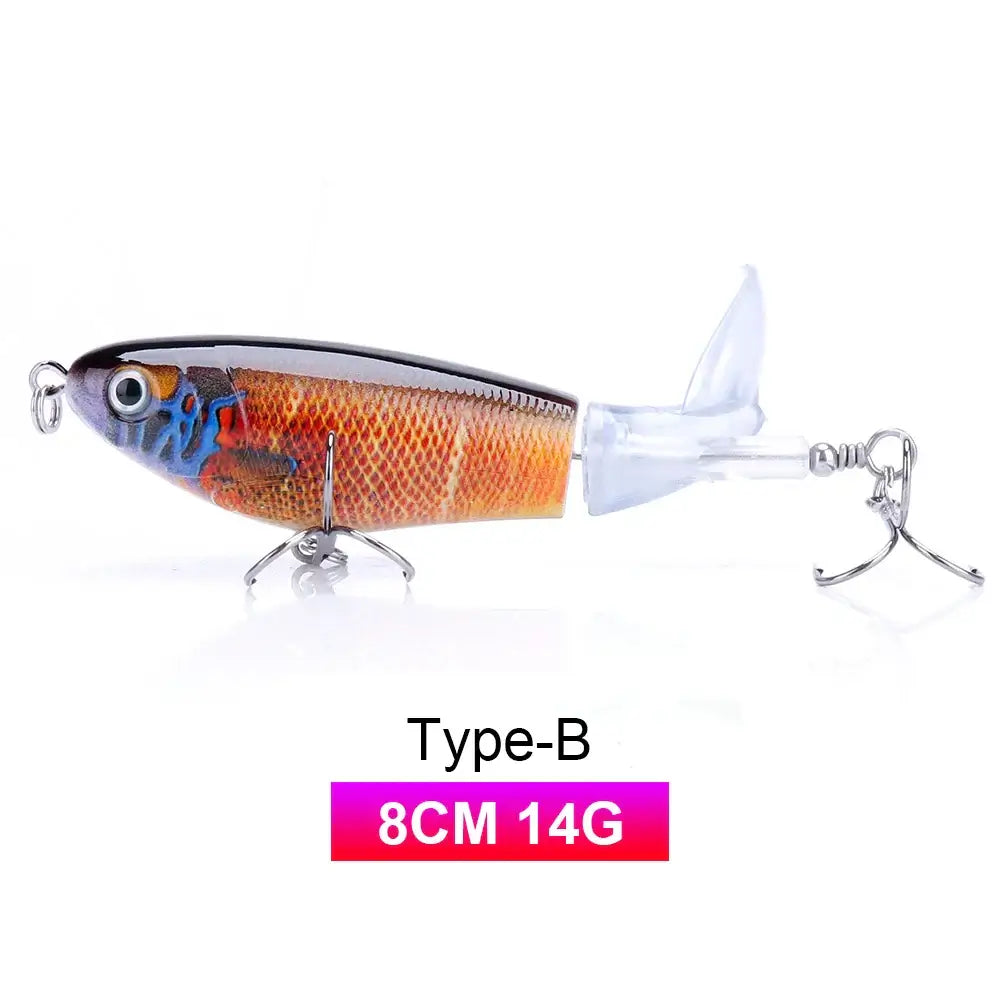 TREHOOK 9g/8g/14g/17g/24g Topwater Whopper Popper Fishing Lures Rotating Double Propeller Tail Artificial Bait Floating Wobblers.