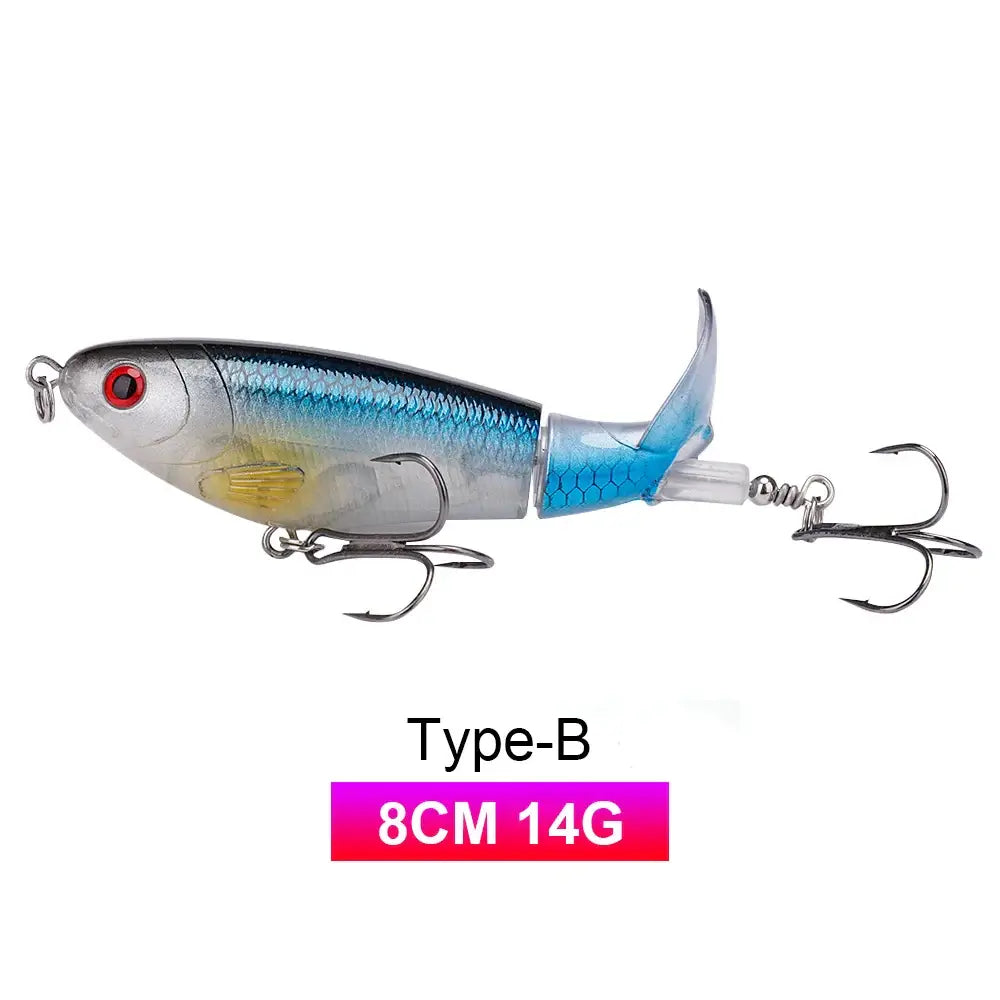 TREHOOK 9g/8g/14g/17g/24g Topwater Whopper Popper Fishing Lures Rotating Double Propeller Tail Artificial Bait Floating Wobblers.
