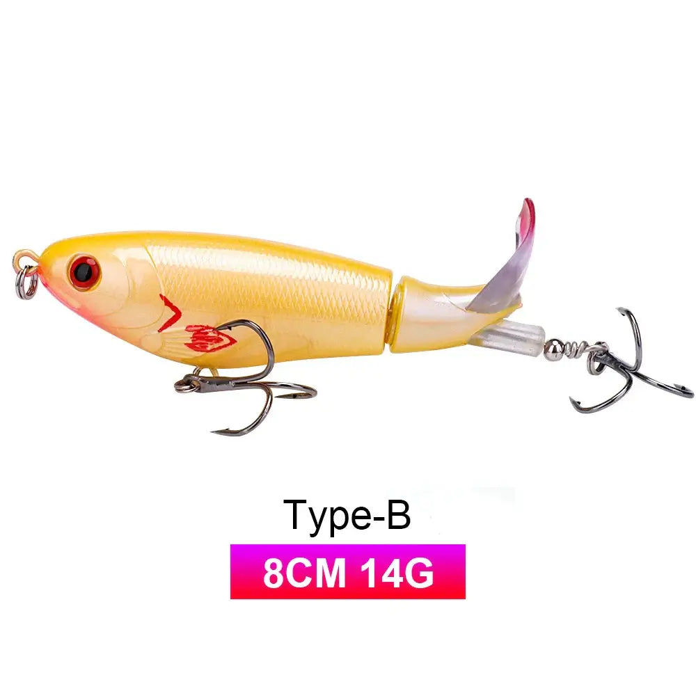 TREHOOK 9g/8g/14g/17g/24g Topwater Whopper Popper Fishing Lures Rotating Double Propeller Tail Artificial Bait Floating Wobblers.