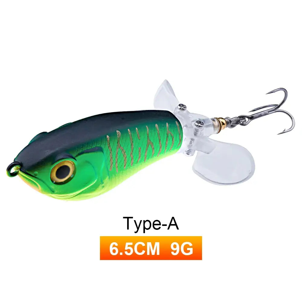 TREHOOK 9g/8g/14g/17g/24g Topwater Whopper Popper Fishing Lures Rotating Double Propeller Tail Artificial Bait Floating Wobblers.