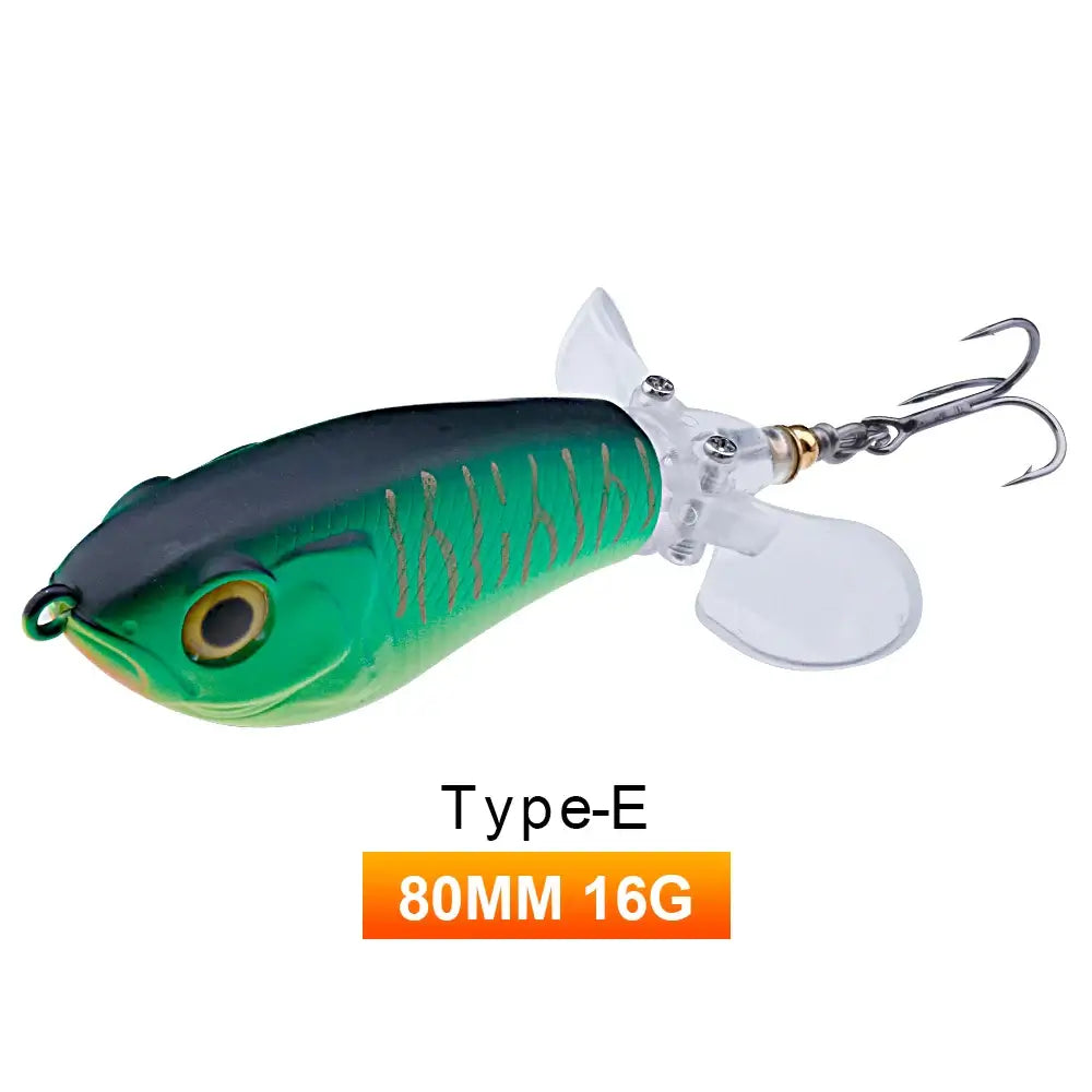 TREHOOK 9g/8g/14g/17g/24g Topwater Whopper Popper Fishing Lures Rotating Double Propeller Tail Artificial Bait Floating Wobblers.