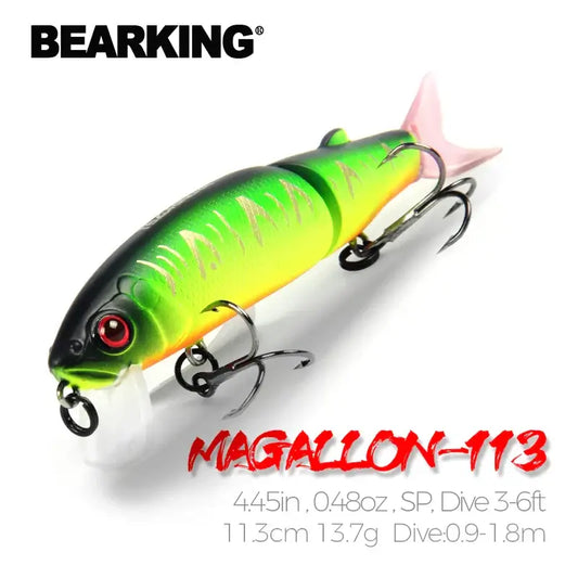 Bearking 11.3cm 13.7g  hot fishing lure minnow quality professional bait swim bait jointed bait equipped black or white hook.