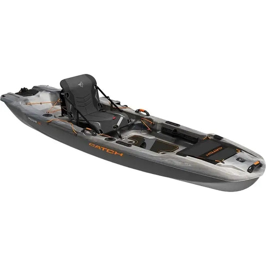 Catch Mode 110 Premium Angler Kayak with lawnchair seat, designed for stability and comfort in fishing. 10.5 ft vessel.