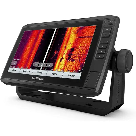 Garmin ECHOMAP UHD 93sv chartplotter displaying vivid sonar imagery on a 9-inch touchscreen.