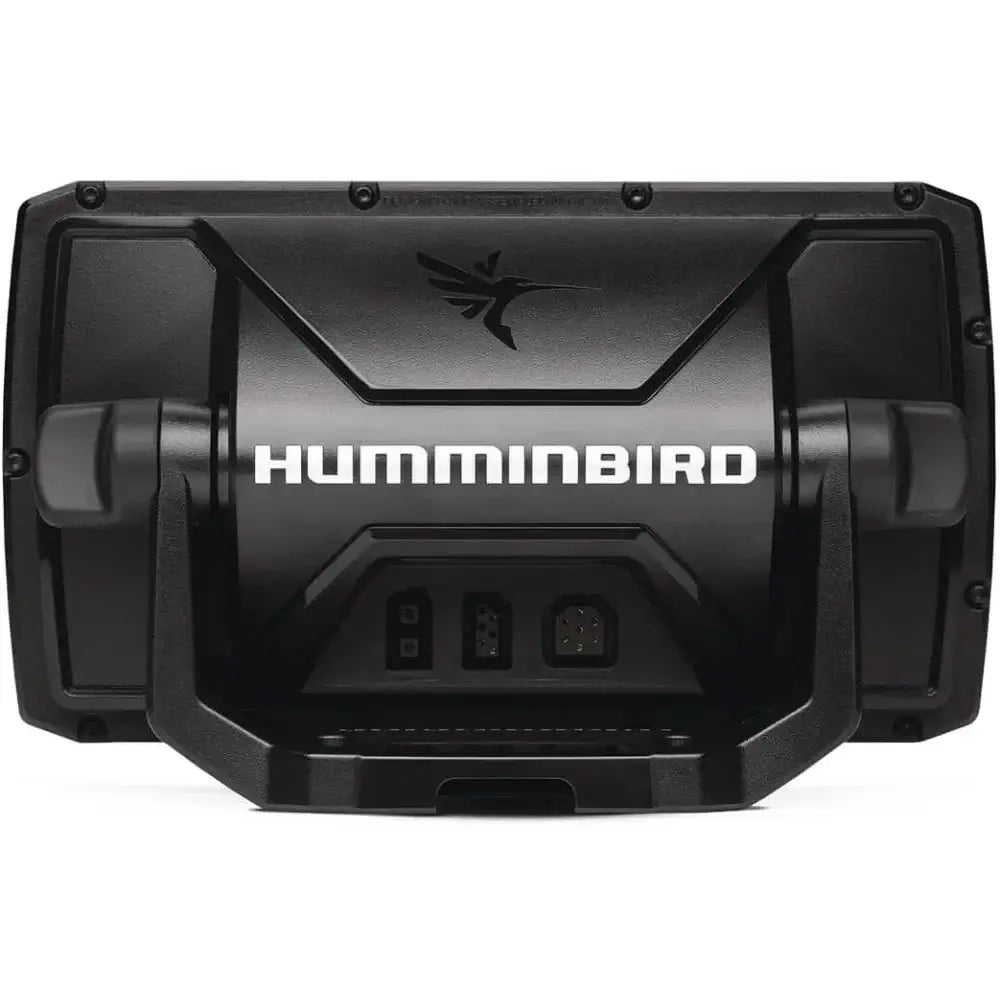 Humminbird Helix 5 Chirp DI GPS G3 Fish Finder rear view showcasing its design and ports for advanced fishing technology.