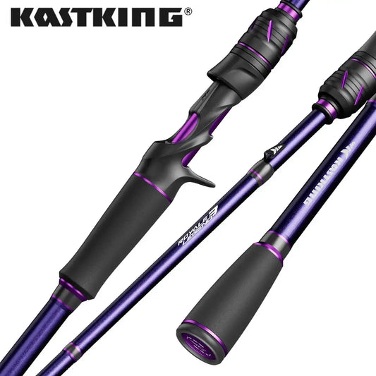 KastKing Royale Legend III carbon baitcasting fishing rod in purple, perfect for bass and pike fishing.