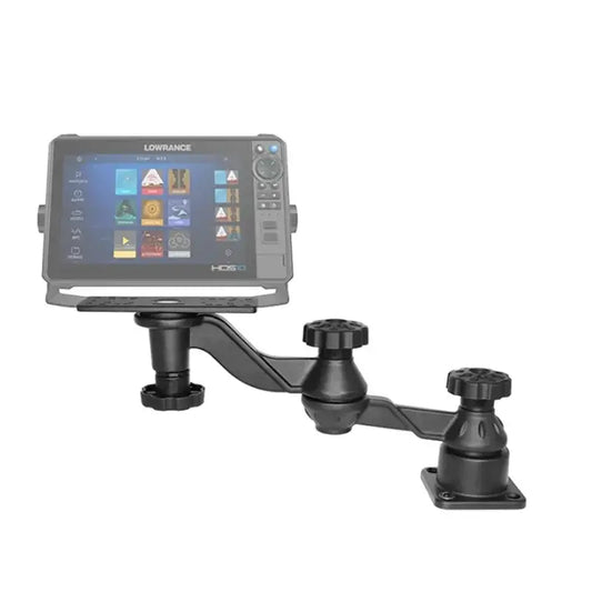Marine electronic 12" horizontal swing arm mount for fishfinders and plotters, featuring sturdy aluminum alloy construction.