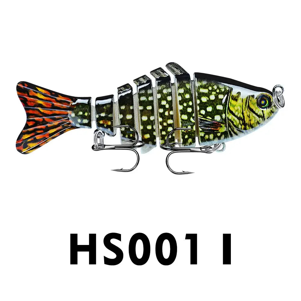 Multi jointed swimbait fishing lure with realistic fish design, perfect for freshwater and saltwater fishing.