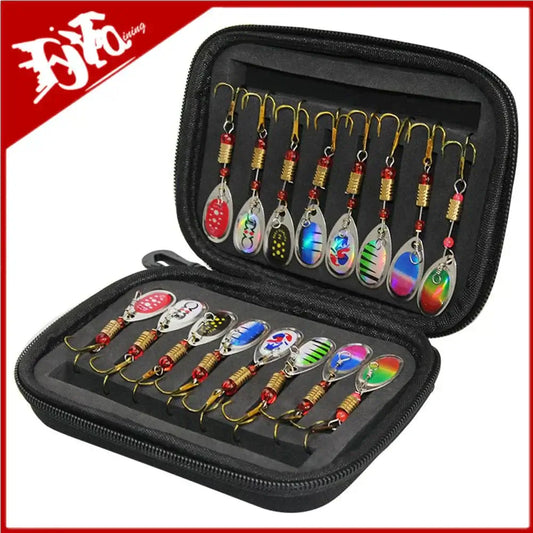 Newest 16pcs Metal Spoon Spinner Fishing Lure set in travel case for effective pike fishing with vibrant designs.