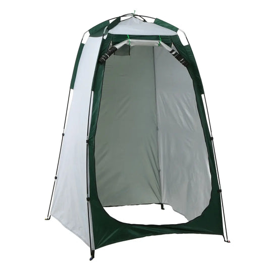 Portable beach shower tent with zipped window and large door for privacy, perfect for outdoor changing or camping.