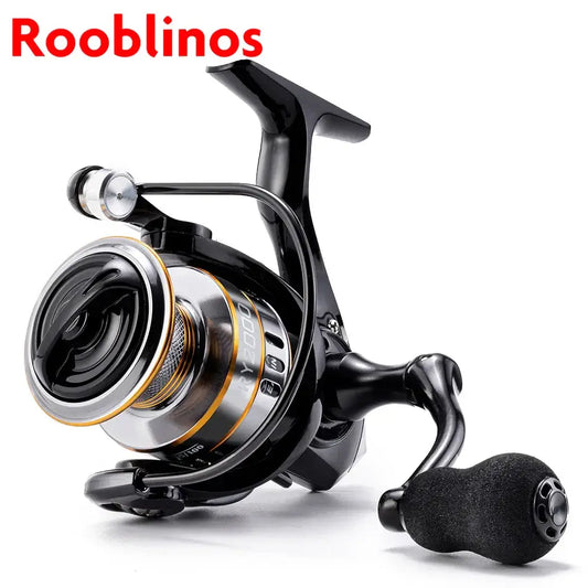 ROOBLINOS RY Spinning Reel designed for smooth high-speed fishing in saltwater and freshwater, featuring an ultralight metal frame.