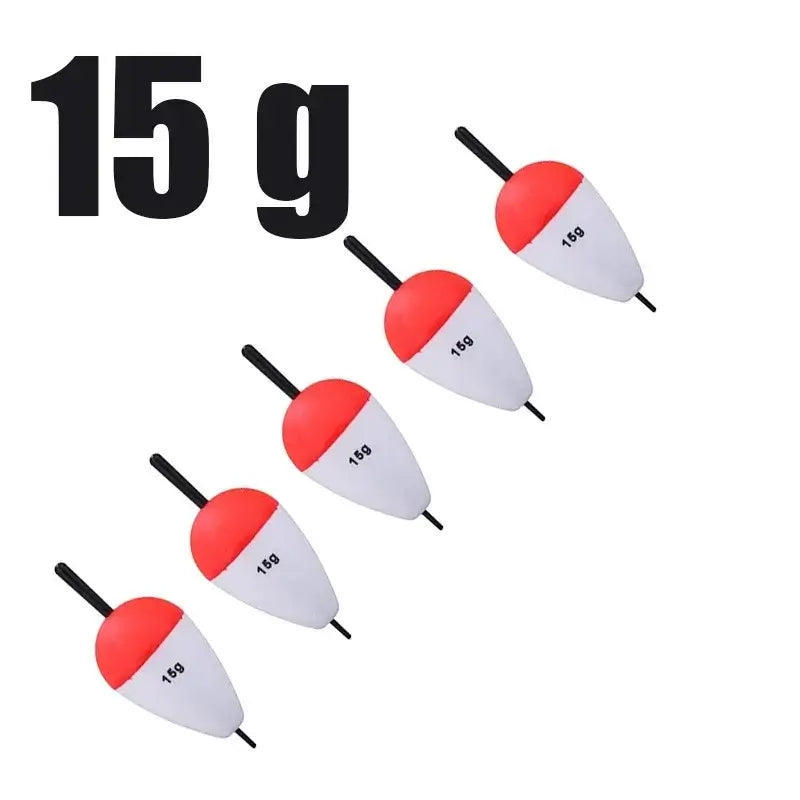 Sougayilang 5-piece EVA fishing floats, 15g size, durable with bright colors for enhanced visibility and sensitivity.