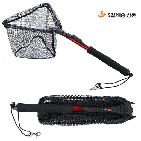 Sougayilang folding fishing net with telescopic handle, compact design, ideal for efficient fish landing.