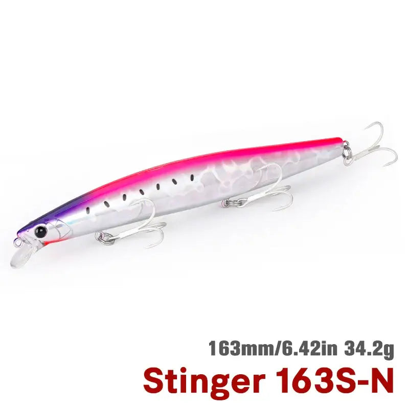 TSURINOYA STINGER 163S minnow lure, 163mm, 34.2g saltwater fishing bait, designed for long casting and predatory strikes.