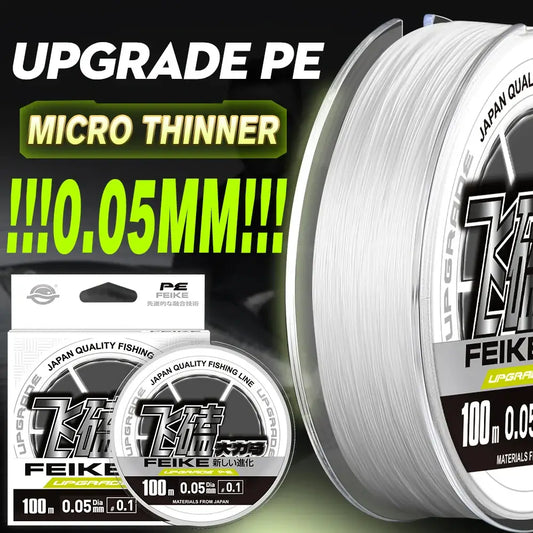 ZUKIBO Upgrade PE Micro Thinner Fishing Line, 0.05mm diameter, ideal for high-performance angling.