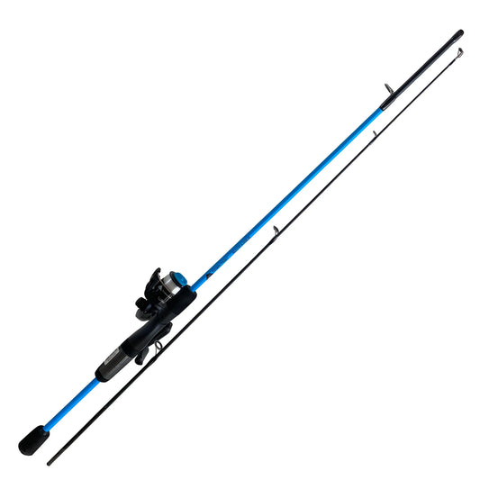 Wayfarer Spinning Fishing Rod and Reel Combo in blue, ideal for freshwater and saltwater fishing with precision performance.